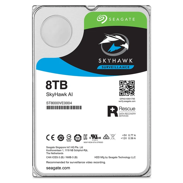 Alt view image 2 of 5 - Seagate Skyhawk AI 8TB Surveillance Internal Hard Drive HDD3.5 Inch SATA 6Gb/s 256MB Cache + Drive Health Management & 3-Year Recovery Service - (ST8000VEZ00)