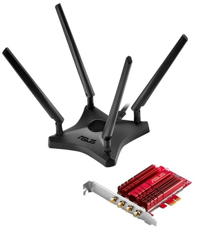 Main image of ASUS PCE-AC88 Dual-Band 4x4 AC3100 WiFi PCIe Adapter with Heat Sink and External Magnetic Antenna Base Allows Flexible Antenna Placement to Maximize Coverage
