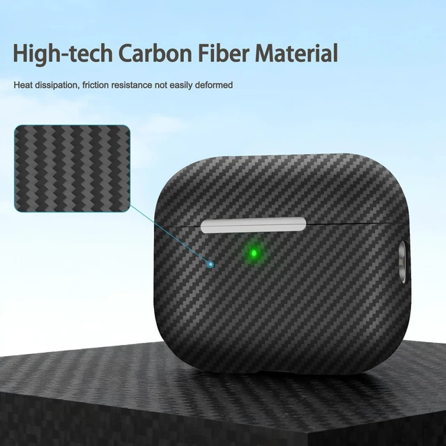 Alt view image 3 of 5 - memumi Case for AirPods Pro 3 2025 Carbon Fiber, Sturdy Durable Carbon Fiber 0.5 mm Thin Cover for AirPods Pro 3rd Generation Skin Case with Comfortable Grip Black/Gray