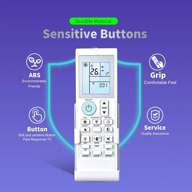 Alt view image 5 of 5 - Snrigw BRC52B65 Backlit Remote for Daikin BRC52B61/62/63/64 AC