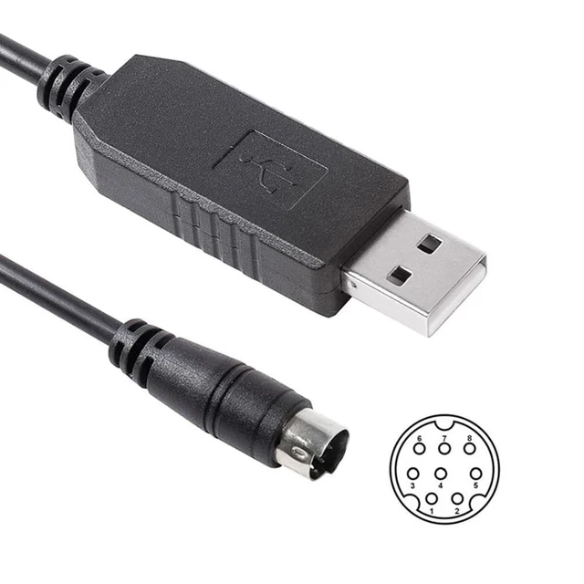 Main image of USB to Mini Din 8-Pin Male Connector Straight RS232 CT-62 CAT Data Serial Cable 1.8M - LD-C100 Compatible with FT-100/817/857/897 Series Radios