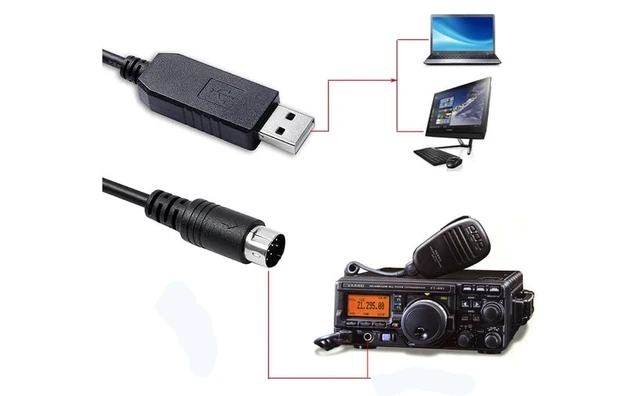 Alt view image 3 of 5 - USB to Mini Din 8-Pin Male Connector Straight RS232 CT-62 CAT Data Serial Cable 1.8M - LD-C100 Compatible with FT-100/817/857/897 Series Radios