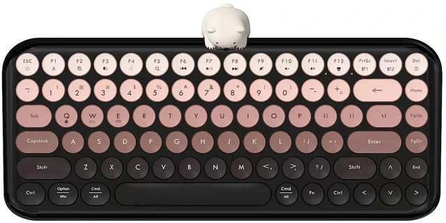 Main image of Wireless Computer Keyboard, Mini Bluetooth/2.4G Wireless keyboard with Cute Animal Figurine, 84 Keys Compact Round Keycaps, Gradient Color Design, for Tablet/iPad/iOS/Android/Windows (wa