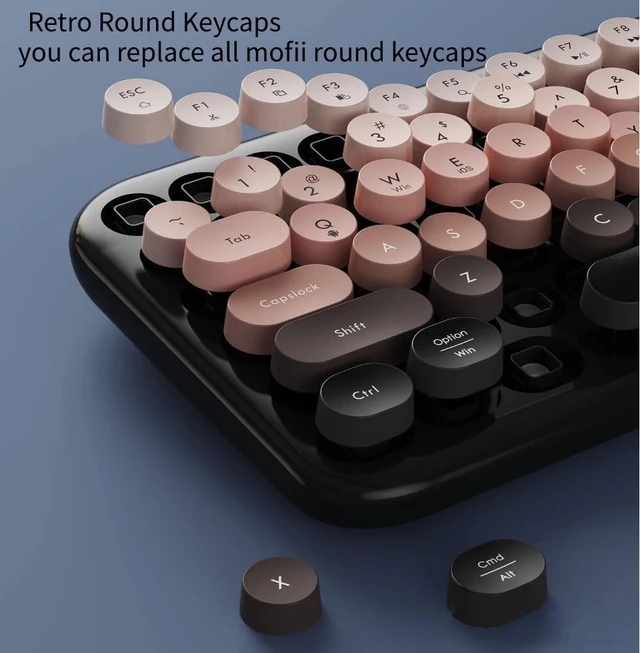 Alt view image 2 of 5 - Wireless Computer Keyboard, Mini Bluetooth/2.4G Wireless keyboard with Cute Animal Figurine, 84 Keys Compact Round Keycaps, Gradient Color Design, for Tablet/iPad/iOS/Android/Windows (wa