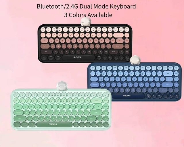 Alt view image 5 of 5 - Wireless Computer Keyboard, Mini Bluetooth/2.4G Wireless keyboard with Cute Animal Figurine, 84 Keys Compact Round Keycaps, Gradient Color Design, for Tablet/iPad/iOS/Android/Windows (wa