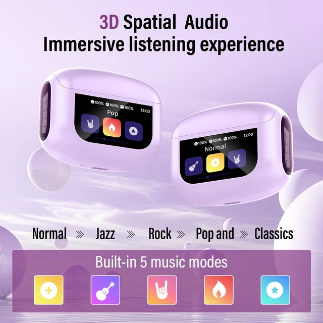 Alt view image 5 of 5 - Active Noise Cancelling Ear Buds 48H Wireless Earbuds with Touch Screen