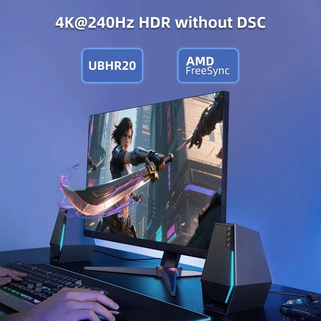 Alt view image 3 of 5 - rycvaky 8K DisplayPort Cable 1.4, High-Speed Display Port Cable for Gaming, Monitor, PC, TV - 4K@120Hz, 2K@240Hz, HDR, FreeSync G-Sync, VESA Certified, Gold-Plated Connectors,30ft, 1pk