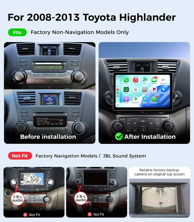 Alt view image 2 of 5 - 11.5'' Car Radio Stereo for Toyota Highlander 2008-2013