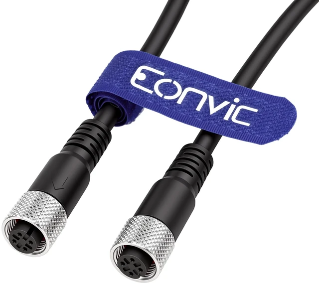 Alt view image 2 of 5 - Eonvic Industrial M12 A Code 4 Pin Female to Female Connector Molded PVC Aviation Sensor Cable (4m)