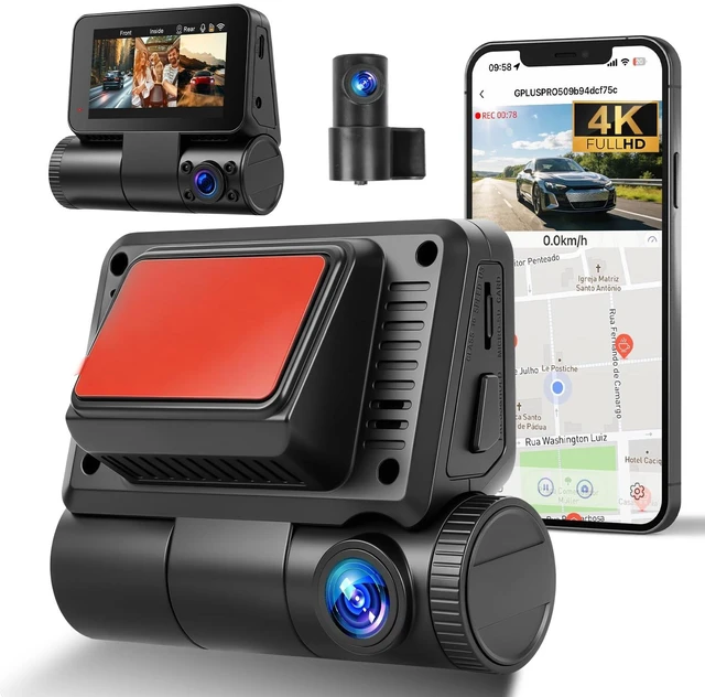 Main image of 3 Channel Dash Cam Front Rear Inside 4K+1080p with WiFi GPS