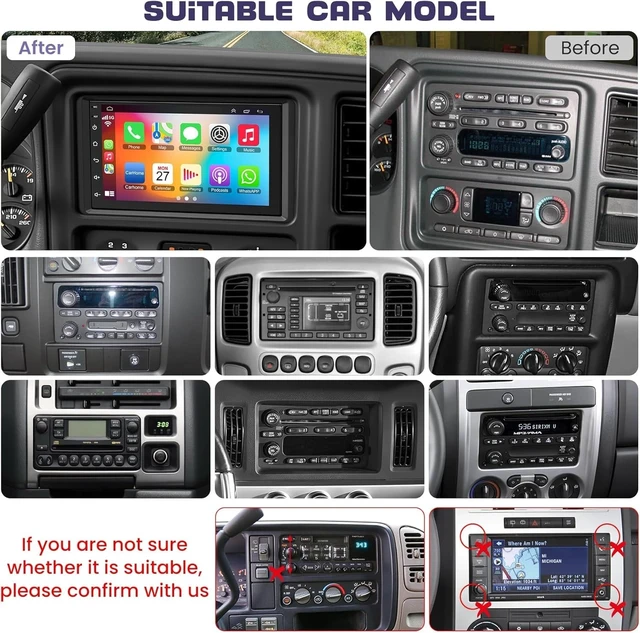 Alt view image 2 of 5 - 8 Core Android 15 Car Radio for Chevrolet Chevy Silverado 1500/2500/3500 2003-2006, Tahoe 2003-2006, GMC Sierra 2003-2006, Yukon 2004-2006, 7'' Stereo with Carplay&Android Auto^^5G WiFi^^1080P Camera