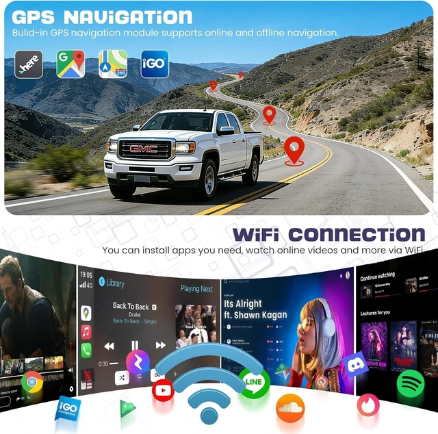 Alt view image 5 of 5 - 8 Core Android 15 Car Radio for Chevrolet Chevy Silverado 1500/2500/3500 2003-2006, Tahoe 2003-2006, GMC Sierra 2003-2006, Yukon 2004-2006, 7'' Stereo with Carplay&Android Auto^^5G WiFi^^1080P Camera