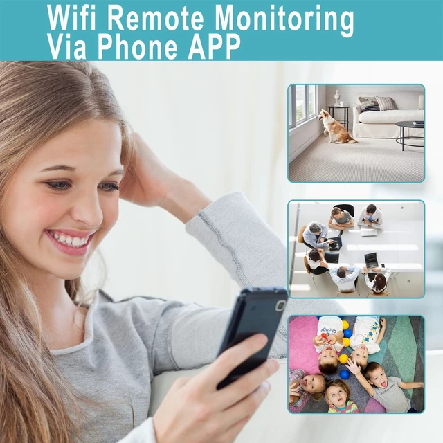 Alt view image 3 of 5 - Huxuoit Security Camera 1080P Indoor with Smoke Detector,Nanny cam WiFi Indoor Camera Dome Surveillance System with Night Vision,Motion Detection, for Home,Business, Baby Monitor