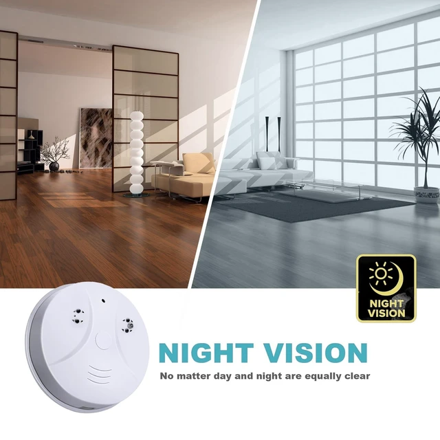 Alt view image 5 of 5 - Huxuoit Security Camera 1080P Indoor with Smoke Detector,Nanny cam WiFi Indoor Camera Dome Surveillance System with Night Vision,Motion Detection, for Home,Business, Baby Monitor