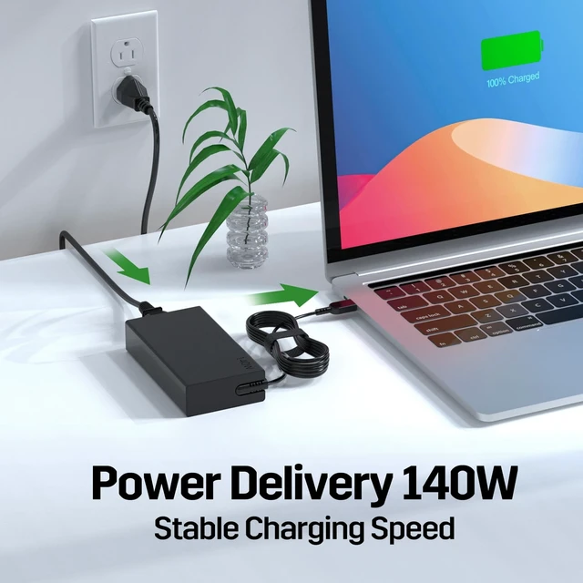 Alt view image 2 of 5 - New Slim 140W 20V 7A USB-C Type-C Laptop Charger Replacement for Lenovo Slim Pro 7 9, Yoga Pro 9 7, Yoga 9i, Yoga Slim 7 5, Legion 9, Legion Pro 5 5i 7 7i, ThinkPad Z16, Power Adapter Supply Cord