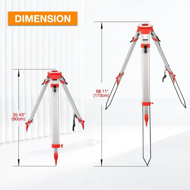 Alt view image 3 of 5 - Surveying Tripod, Aluminum Survey Tripod With 5/8-Inch 11-Threaded Flat Head Quick Clamp for Auto Level Theodolite