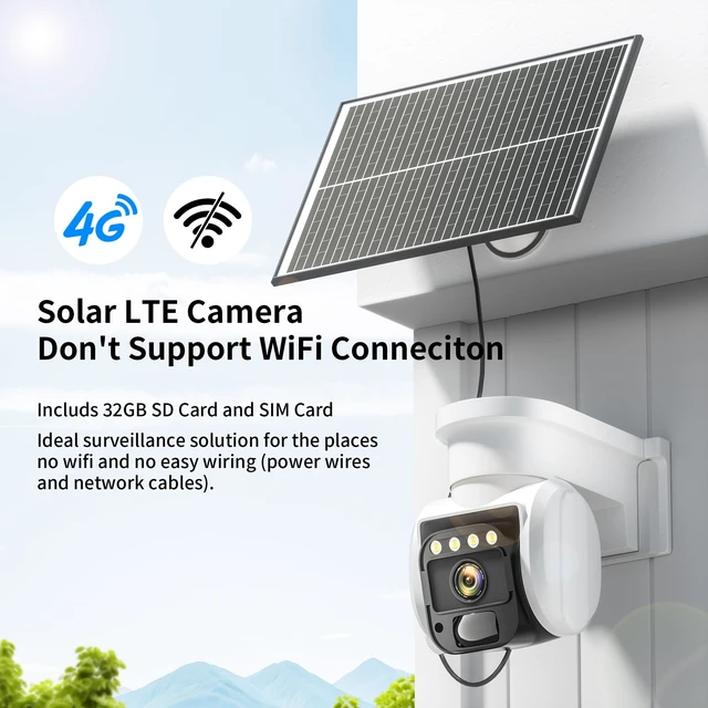 Alt view image 2 of 5 - Reidubo 4G LTE Cellular Solar Security Camera, No WiFi with 3MP 2K HD, AI Motion Detection, Dual Lens 360 View, Color Night Vision, 2-Way Talk, IP66 Weatherproof, SIM Card Included