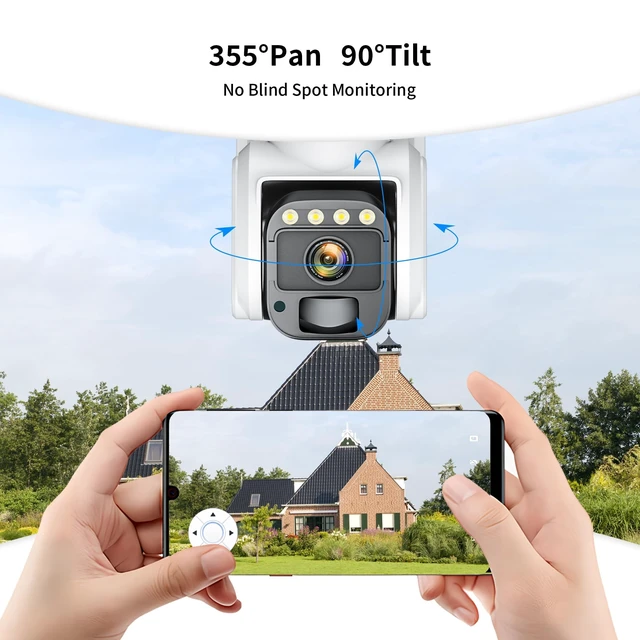 Alt view image 3 of 5 - Reidubo 4G LTE Cellular Solar Security Camera, No WiFi with 3MP 2K HD, AI Motion Detection, Dual Lens 360 View, Color Night Vision, 2-Way Talk, IP66 Weatherproof, SIM Card Included