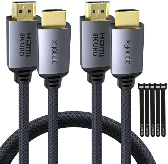 Main image of 8K HDMI 2.1 Cable, Certified 8K@60Hz & 4K@120Hz, 48Gbps, Dynamic HDR, eARC, Braided Nylon, Compatible with PS5, Xbox Series X, Apple TV, 4K/8K TVs, Gaming Monitors, Receivers,6 FT/2 pk