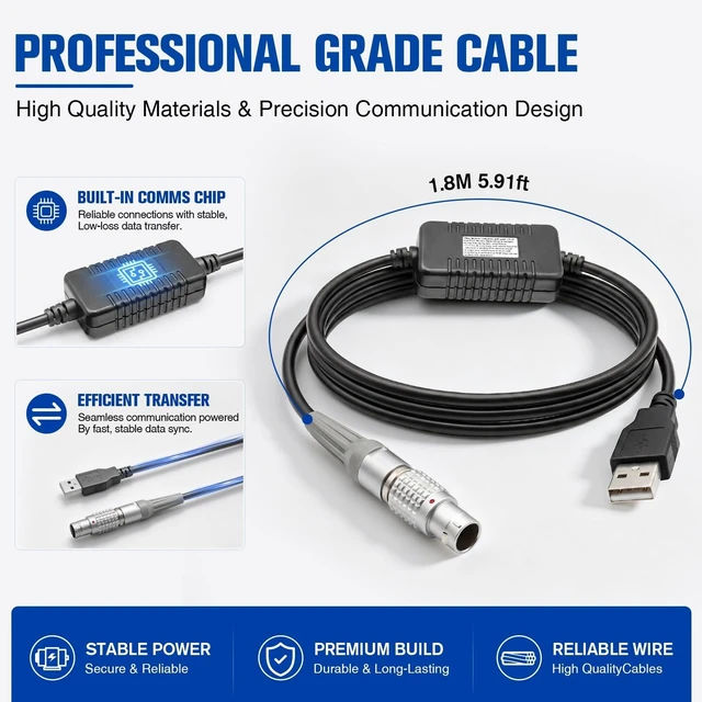 Alt view image 4 of 5 - JHCH 806095 (GEV269) Data Transfer Cable, 8 Pin to USB Survey Communication Cable Compatible with Leica TS30 TM30 Total Station