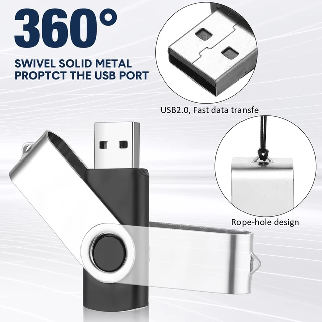 Alt view image 3 of 5 - 3 Pack 32GB USB Flash Drive with Type C Adapter and Storage Box USB 2.0 High Speed Metal Pen Drive 360 Rotatable Storage Memory Stick for Phone/Pad/PC/Laptop/Android - Black(3-Pack 32GB)