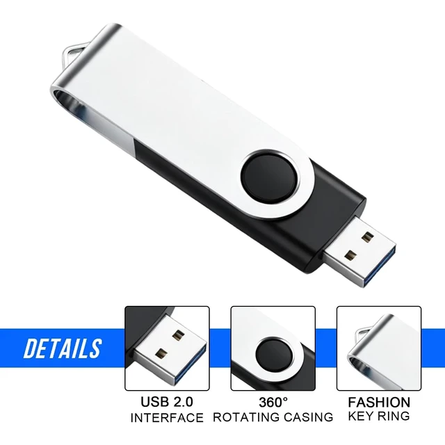 Alt view image 5 of 5 - 3 Pack 32GB USB Flash Drive with Type C Adapter and Storage Box USB 2.0 High Speed Metal Pen Drive 360 Rotatable Storage Memory Stick for Phone/Pad/PC/Laptop/Android - Black(3-Pack 32GB)