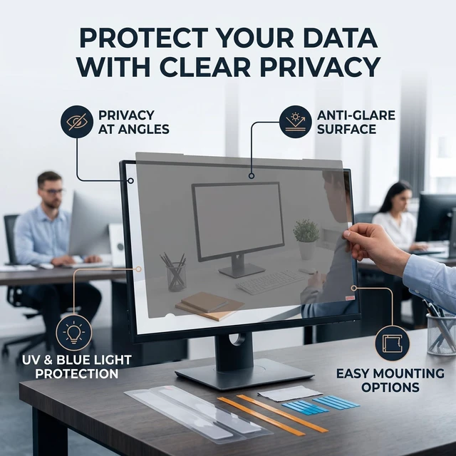 Alt view image 5 of 5 - Phefop Monitor 16:10 Laptop Filter Blue Light Blocking Screen Scratch Resistance Film Removable Privacy Eye Protection Monitor Office Workspace Privacy 24 Inch