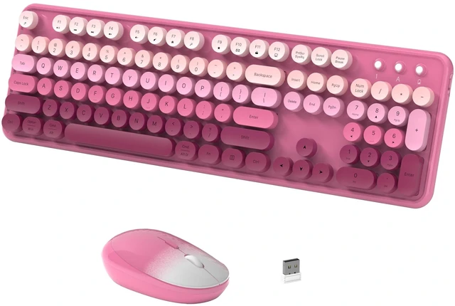 Main image of COUTSALL Colorful Wireless Keyboard and Mouse Combo (Rose Pink Colorful)