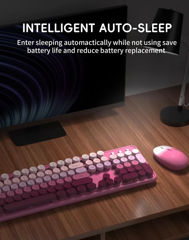 Alt view image 5 of 5 - COUTSALL Colorful Wireless Keyboard and Mouse Combo (Rose Pink Colorful)