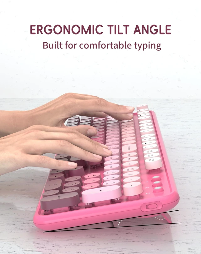 Alt view image 4 of 5 - COUTSALL Colorful Wireless Keyboard and Mouse Combo (Rose Pink Colorful)