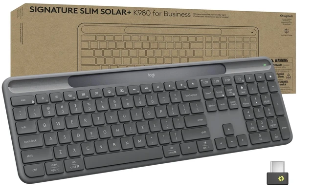 Main image of Logitech Signature Slim Solar+ K980 Keyboard for Business, USB-C reciever