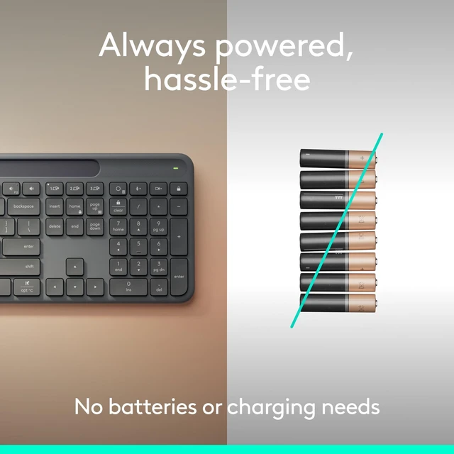 Alt view image 3 of 5 - Logitech Signature Slim Solar+ K980 Keyboard for Business, USB-C reciever