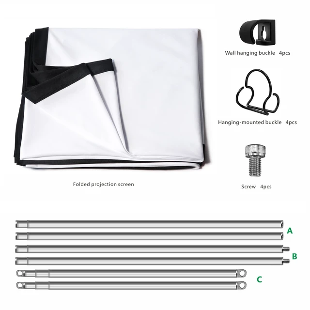 Alt view image 2 of 5 - Foldable Projector Screen 70 inch with Lightweight Telescopic Pole Frame