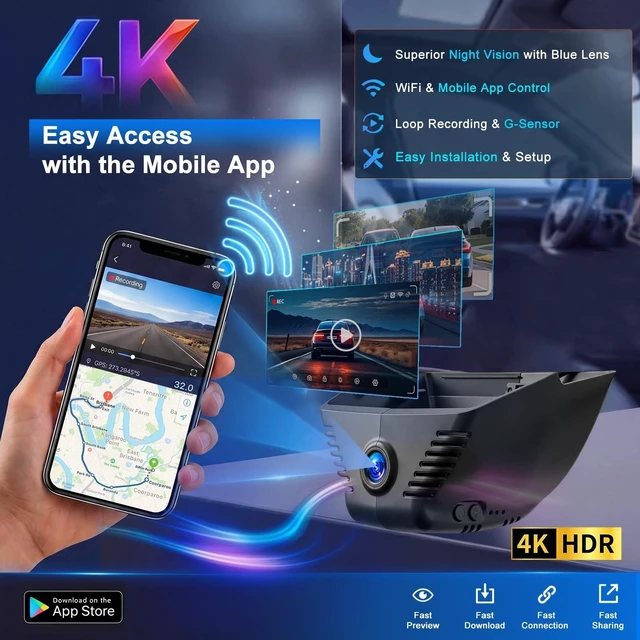 Alt view image 3 of 5 - 4K Dash Cam for Honda Accord 2023 2024 2025 (Gen11), OEM Hidden Dash Camera with WiFi APP, 24H Parking Monitor, Night Vision, G-Sensor, Loop Recording, 64GB Card