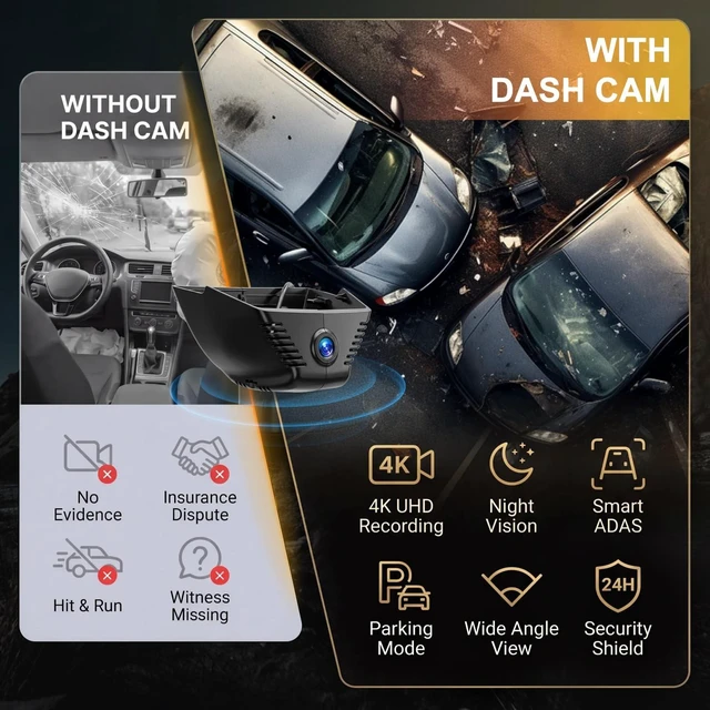 Alt view image 5 of 5 - 4K Dash Cam for Honda Accord 2023 2024 2025 (Gen11), OEM Hidden Dash Camera with WiFi APP, 24H Parking Monitor, Night Vision, G-Sensor, Loop Recording, 64GB Card