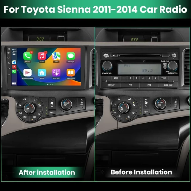 Alt view image 2 of 5 - Android 13 Car Radio for Toyota Sienna 2011-2014, 9 Inch Touch Screen Stereo with Wireless CarPlay Android Auto/BT/GPS/FM/SWC Radio 2GB 32GB