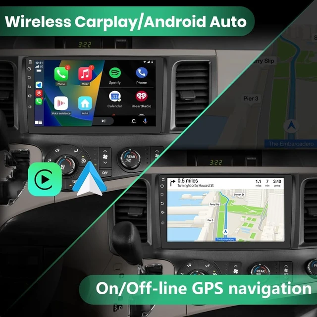 Alt view image 5 of 5 - Android 13 Car Radio for Toyota Sienna 2011-2014, 9 Inch Touch Screen Stereo with Wireless CarPlay Android Auto/BT/GPS/FM/SWC Radio 2GB 32GB
