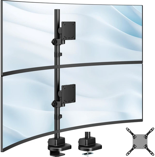 Main image of monTEK Heavy-Duty Stacked Dual Monitor Stand for 24-57" Screens