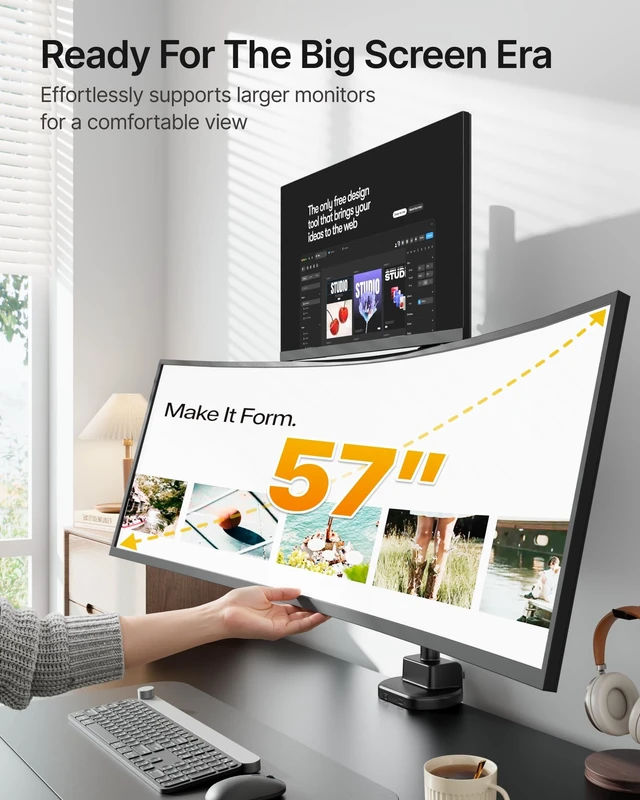 Alt view image 2 of 5 - monTEK Heavy-Duty Stacked Dual Monitor Stand for 24-57" Screens