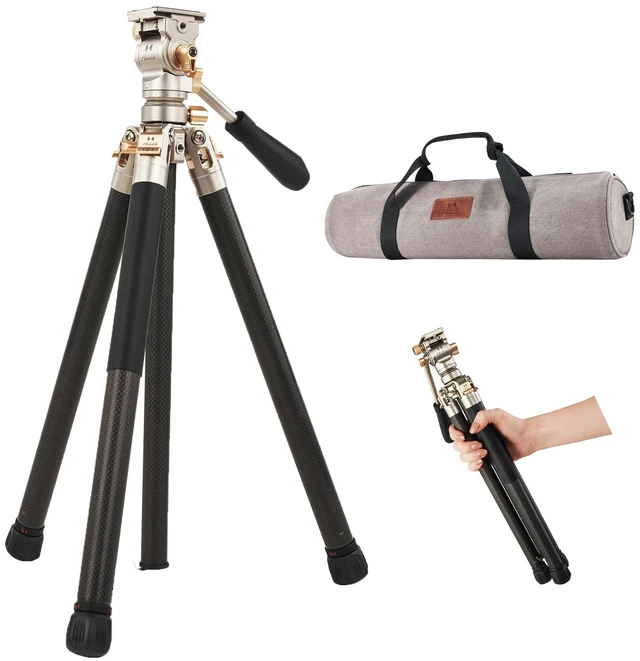 Main image of HARLOWE Rocket Air Carbon Fiber Travel Tripod with Fluid Head, 22lb Load