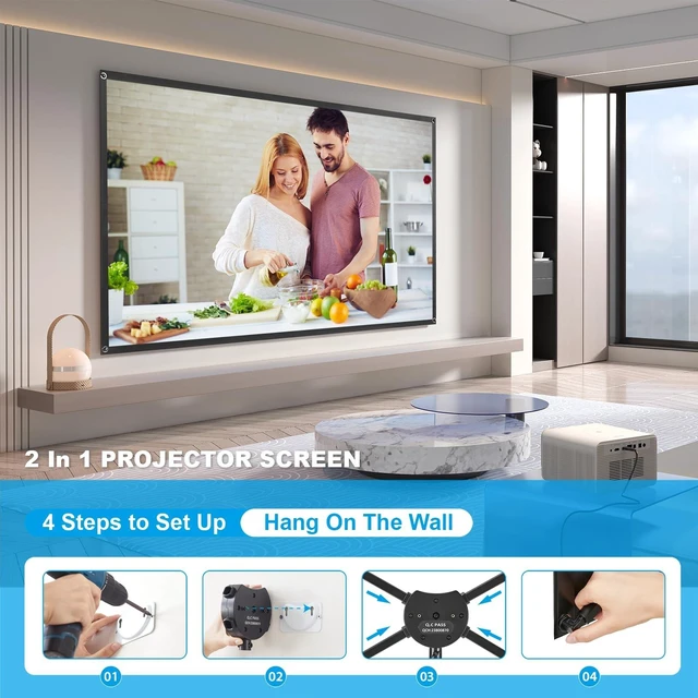 Alt view image 5 of 5 - Projector Screen with Stand, Outdoor Projector Screen 16:9 and Tripod Stand, Portable Projection Screen with 1.2 Gain, Lightweight and Compact, Easy Setup, Idea for Home Cinema, Backyard, (120 Inch).