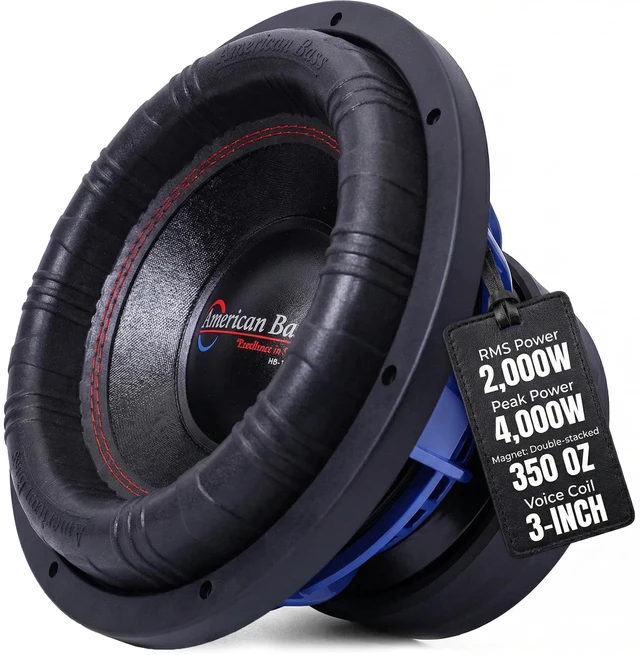 Main image of American Bass HD 12 Inch Car Subwoofer 1 Ohm 4000 Max Watts - High Power Subwoofer Speaker with Deep Bass Performance, Premium Audio Upgrade for Cars, Trucks, and SUVs, Durable 12" Subwoofers