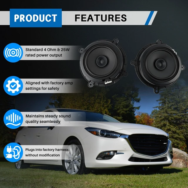 Alt view image 5 of 5 - ATAXTRA Front Door Speaker Pair 4 Ohm 25W Left & Right Sides