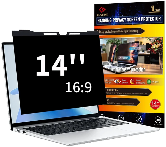 Main image of 14 Inch Hanging Laptop Privacy Screen, Blue Light Filter, Anti-Glare