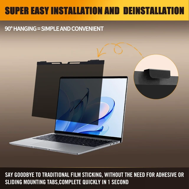 Alt view image 2 of 5 - 14 Inch Hanging Laptop Privacy Screen, Blue Light Filter, Anti-Glare