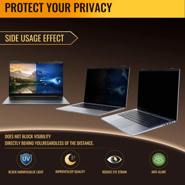Alt view image 3 of 5 - 14 Inch Hanging Laptop Privacy Screen, Blue Light Filter, Anti-Glare