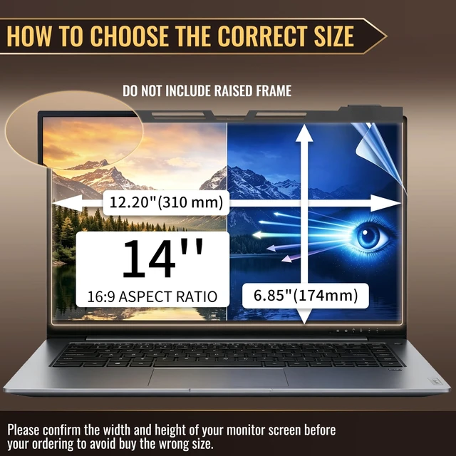 Alt view image 5 of 5 - 14 Inch Hanging Laptop Privacy Screen, Blue Light Filter, Anti-Glare