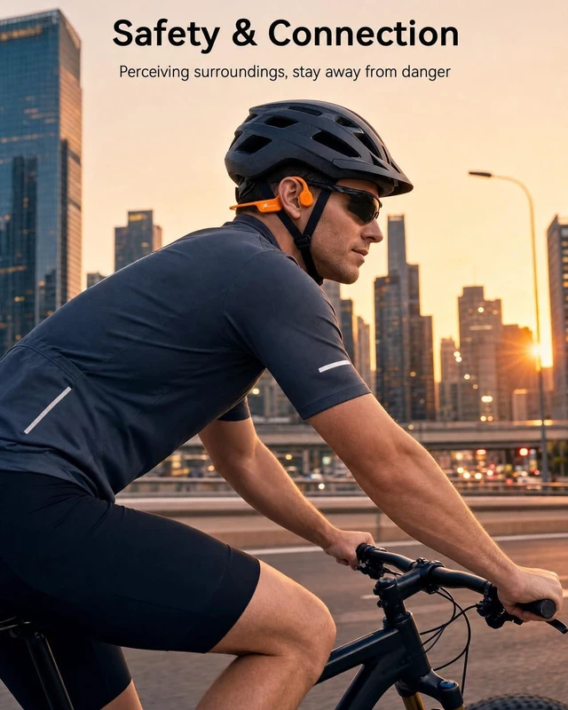 Alt view image 3 of 5 - SANOTO Bone Conduction Headphones Bluetooth Open Ear Headphones with Mic, Orange