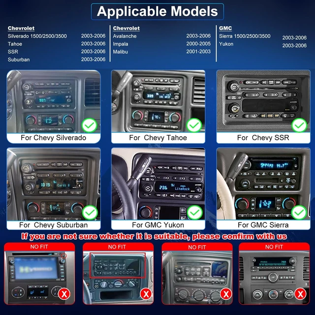 Alt view image 2 of 5 - 10inch Car Stereo Radio for Chevy Silverado 1500 Tahoe GMC Sierra 2003-2006