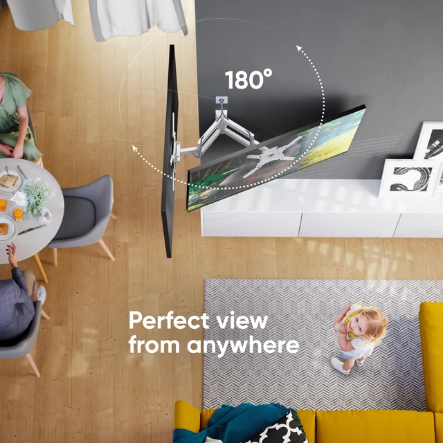 Alt view image 4 of 5 - ONKRON Full Motion TV Wall Mount 32-65", 77 lbs, max VESA 400x400, White